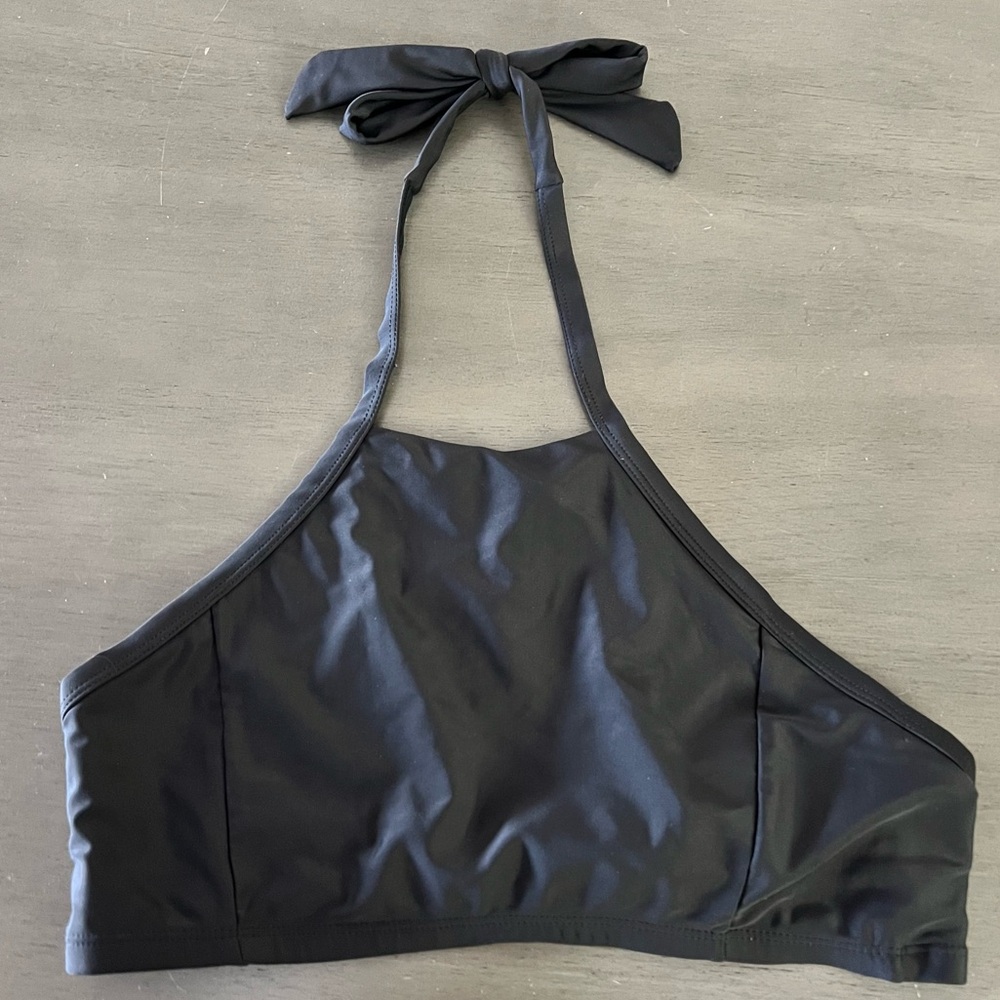 Island Love Black High Neck Swim Athletic SUP Water Sports Bikini Top L 9 11 EUC